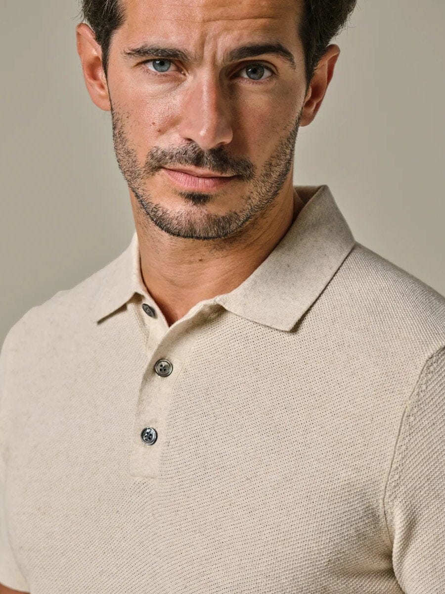 
                  
                    PROFUOMO - Off White Cotton Linen Polo Polo's Profuomo 
                  
                