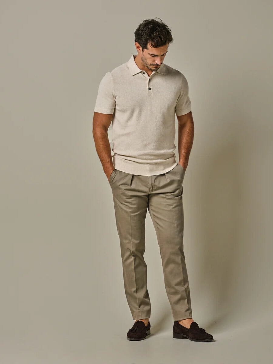 
                  
                    PROFUOMO - Off White Cotton Linen Polo Polo's Profuomo 
                  
                