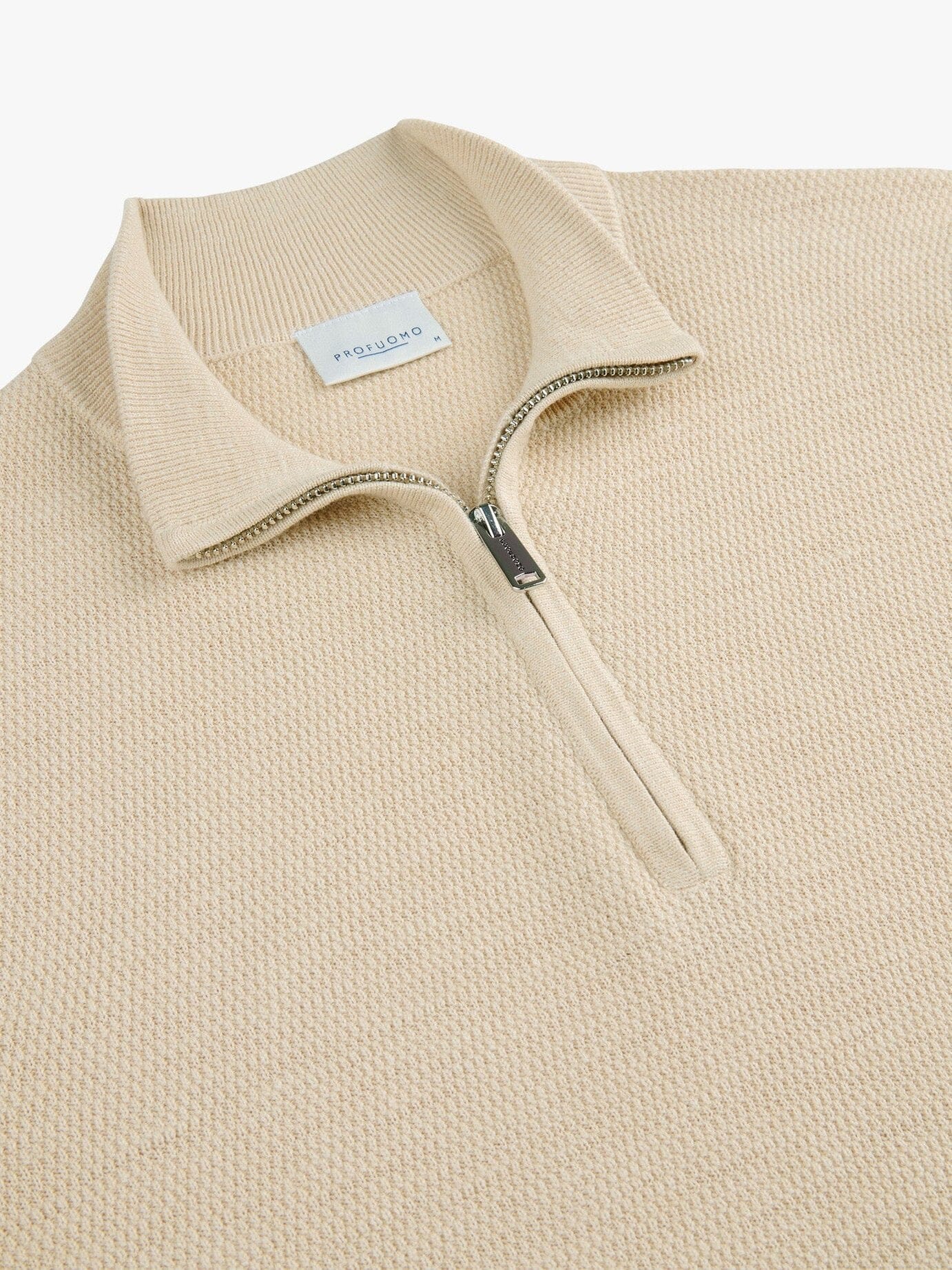 
                  
                    PROFUOMO - Off White Structure Half Zip Truien Profuomo 
                  
                