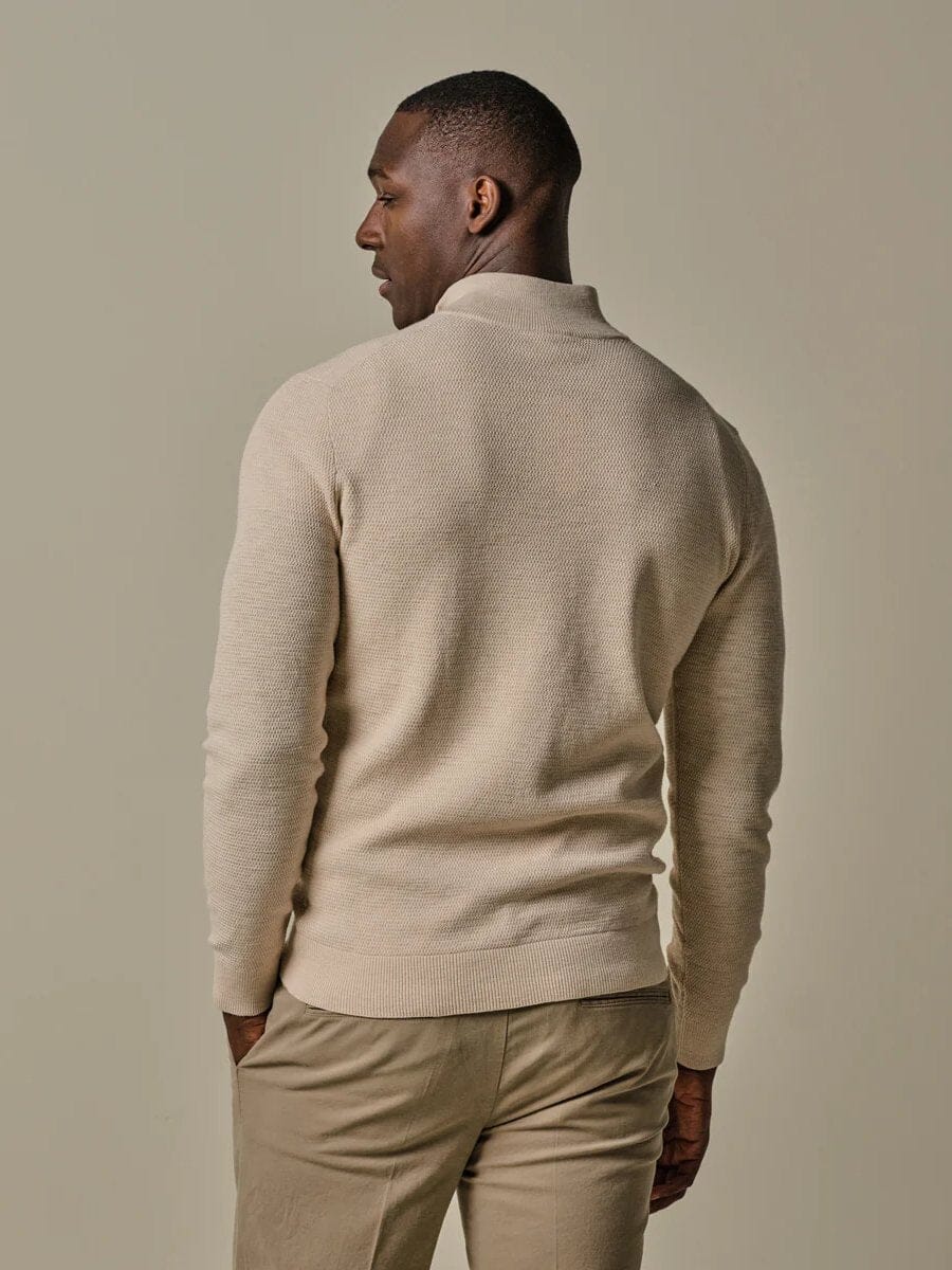 
                  
                    PROFUOMO - Off White Structure Half Zip Truien Profuomo 
                  
                