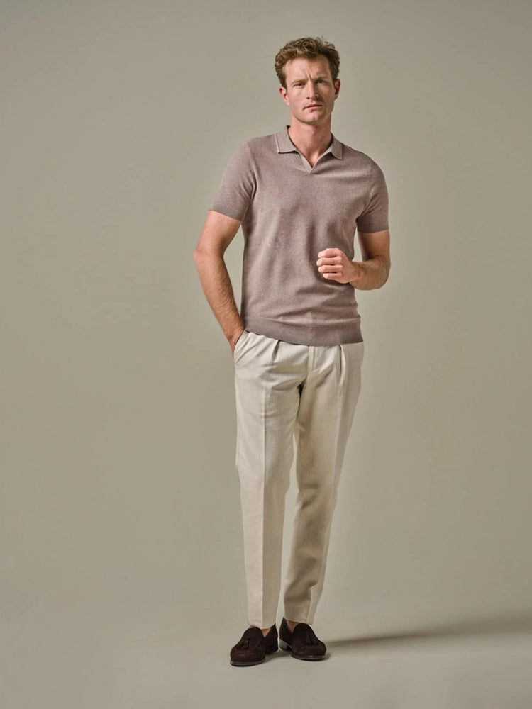 
                  
                    PROFUOMO - Open Collar Luxury Polo Mid Brown Polo's Profuomo 
                  
                