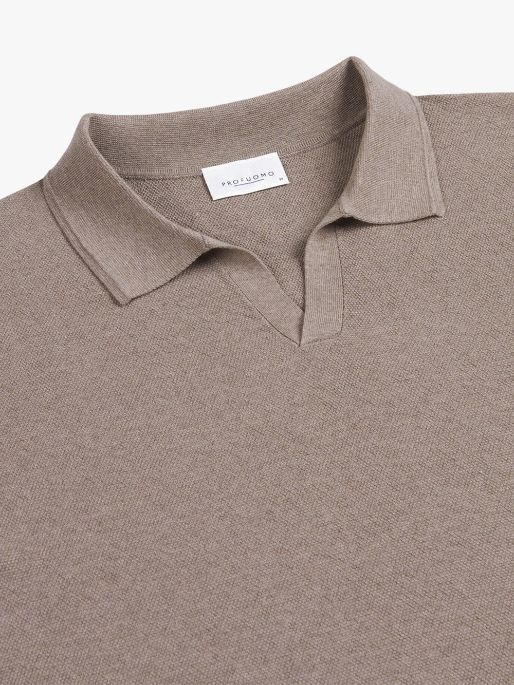 PROFUOMO - Open Collar Luxury Polo Mid Brown Polo's Profuomo 