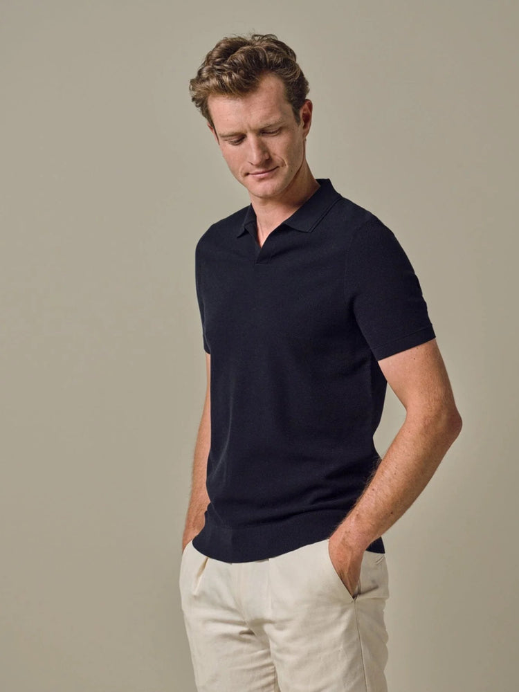 
                  
                    PROFUOMO - Open Collar Luxury Polo Navy Polo's Profuomo 
                  
                