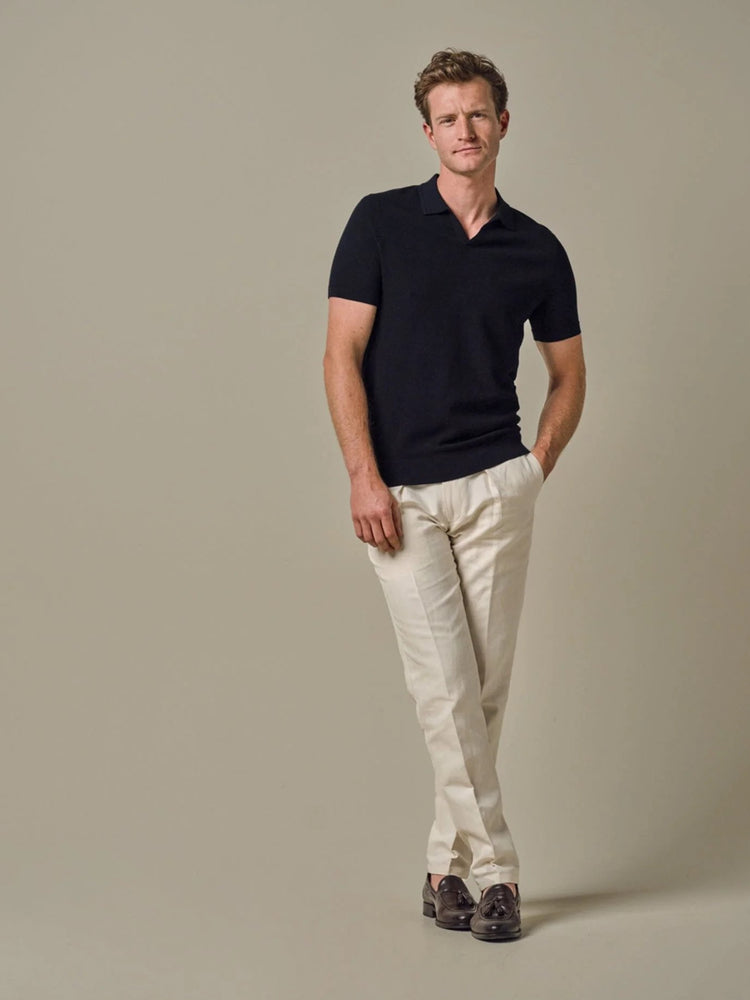 PROFUOMO - Open Collar Luxury Polo Navy Polo's Profuomo 