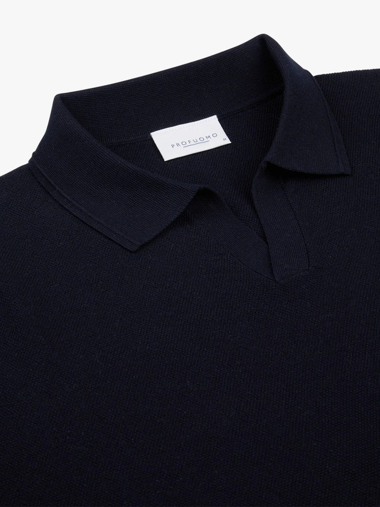 
                  
                    PROFUOMO - Open Collar Luxury Polo Navy Polo's Profuomo 
                  
                