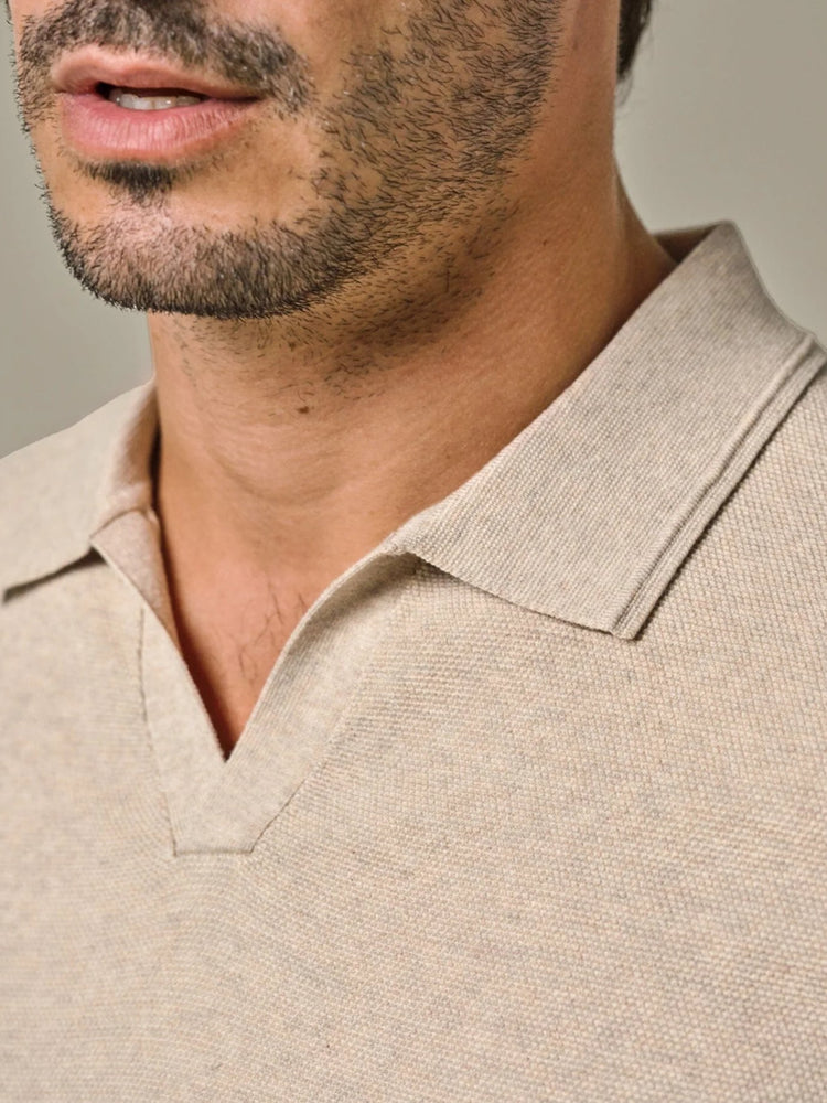 PROFUOMO - Open Collar Luxury Polo Sand Polo's Profuomo 