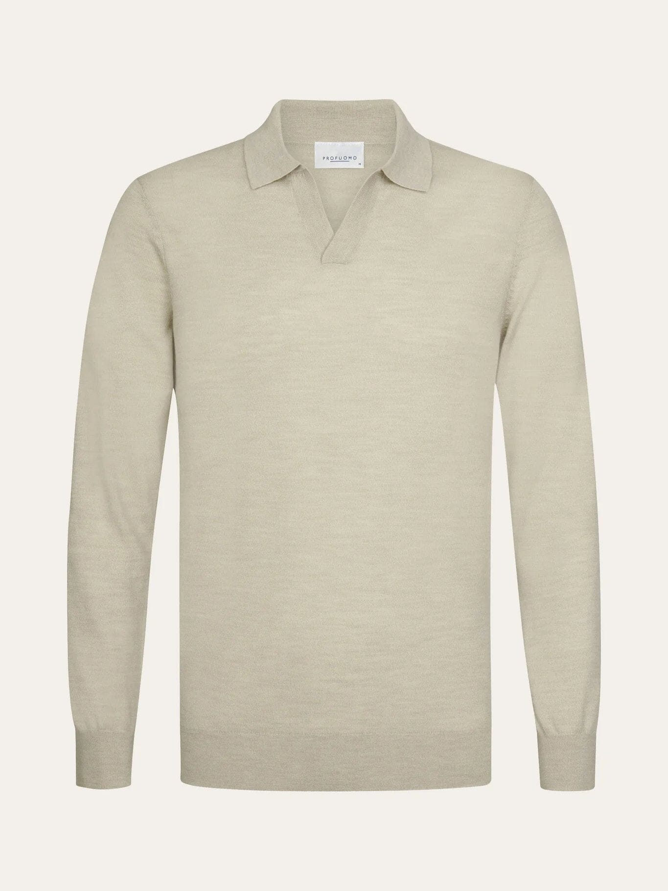 
                  
                    PROFUOMO - Open Collar Merino Polo Beige Truien Profuomo 
                  
                