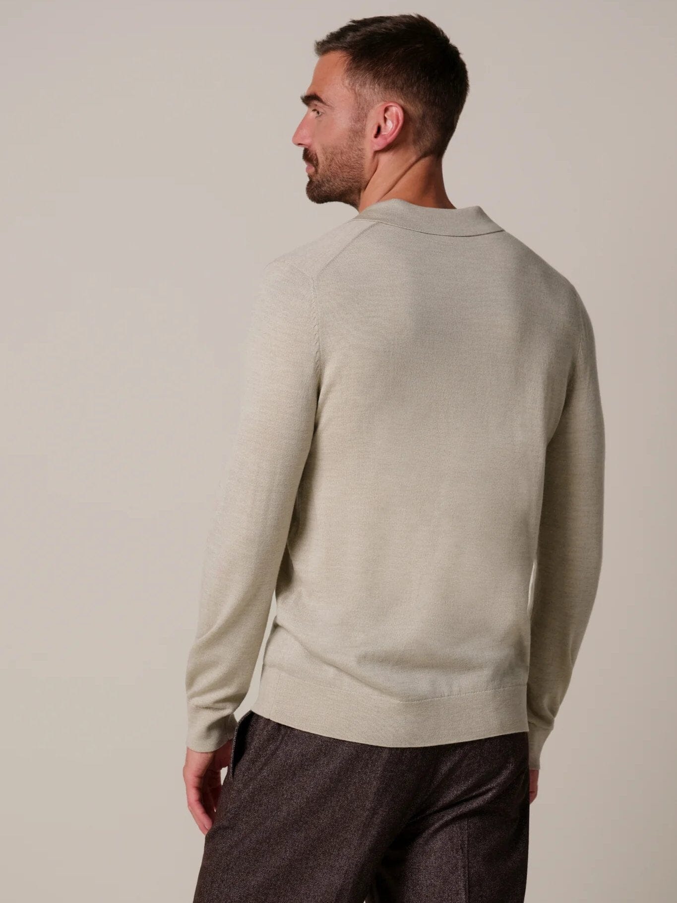 
                  
                    PROFUOMO - Open Collar Merino Polo Beige Truien Profuomo 
                  
                