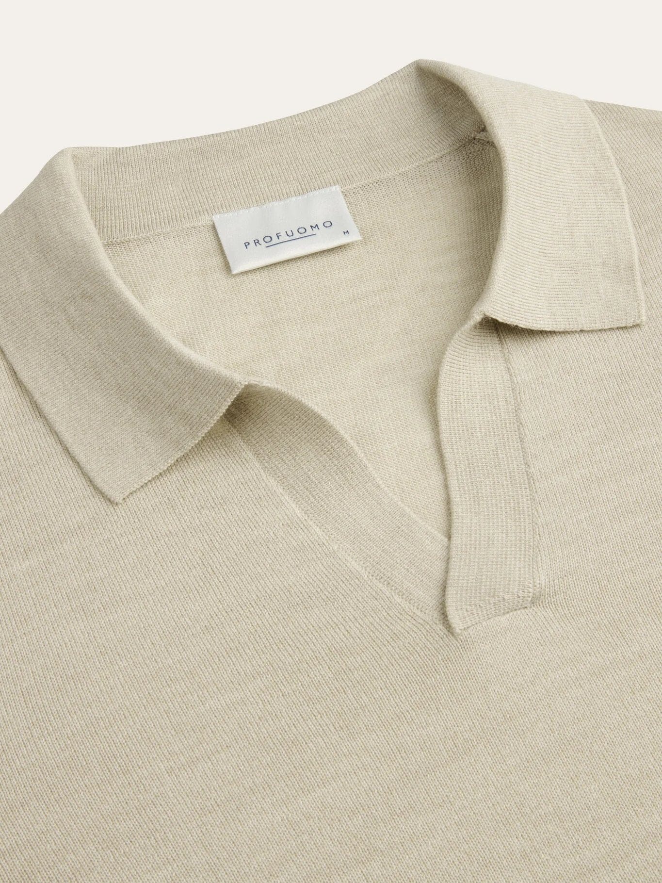 
                  
                    PROFUOMO - Open Collar Merino Polo Beige Truien Profuomo 
                  
                