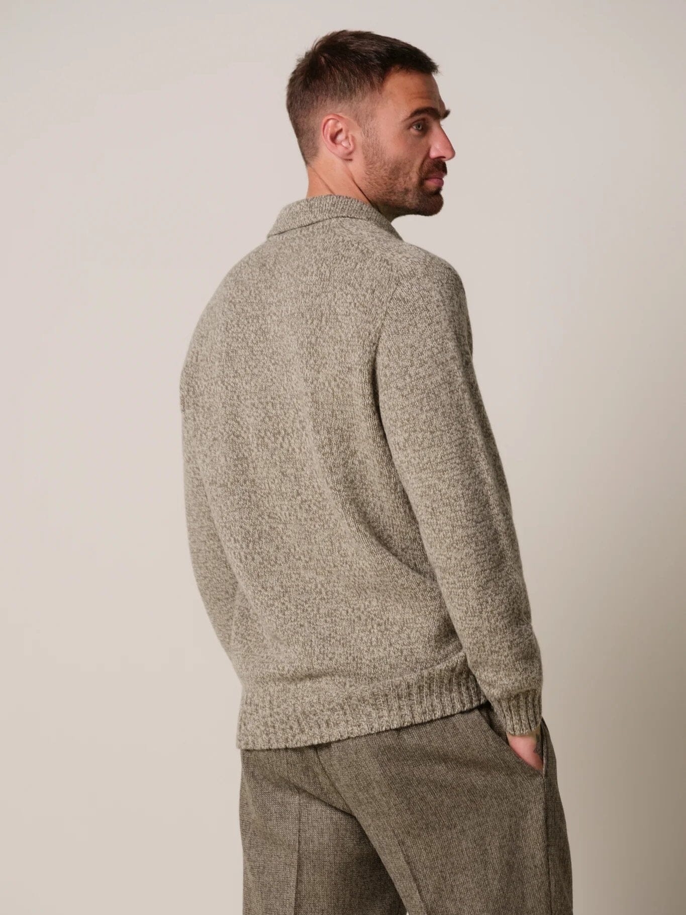 
                  
                    PROFUOMO - Open Collar Polo Beige Truien Profuomo 
                  
                