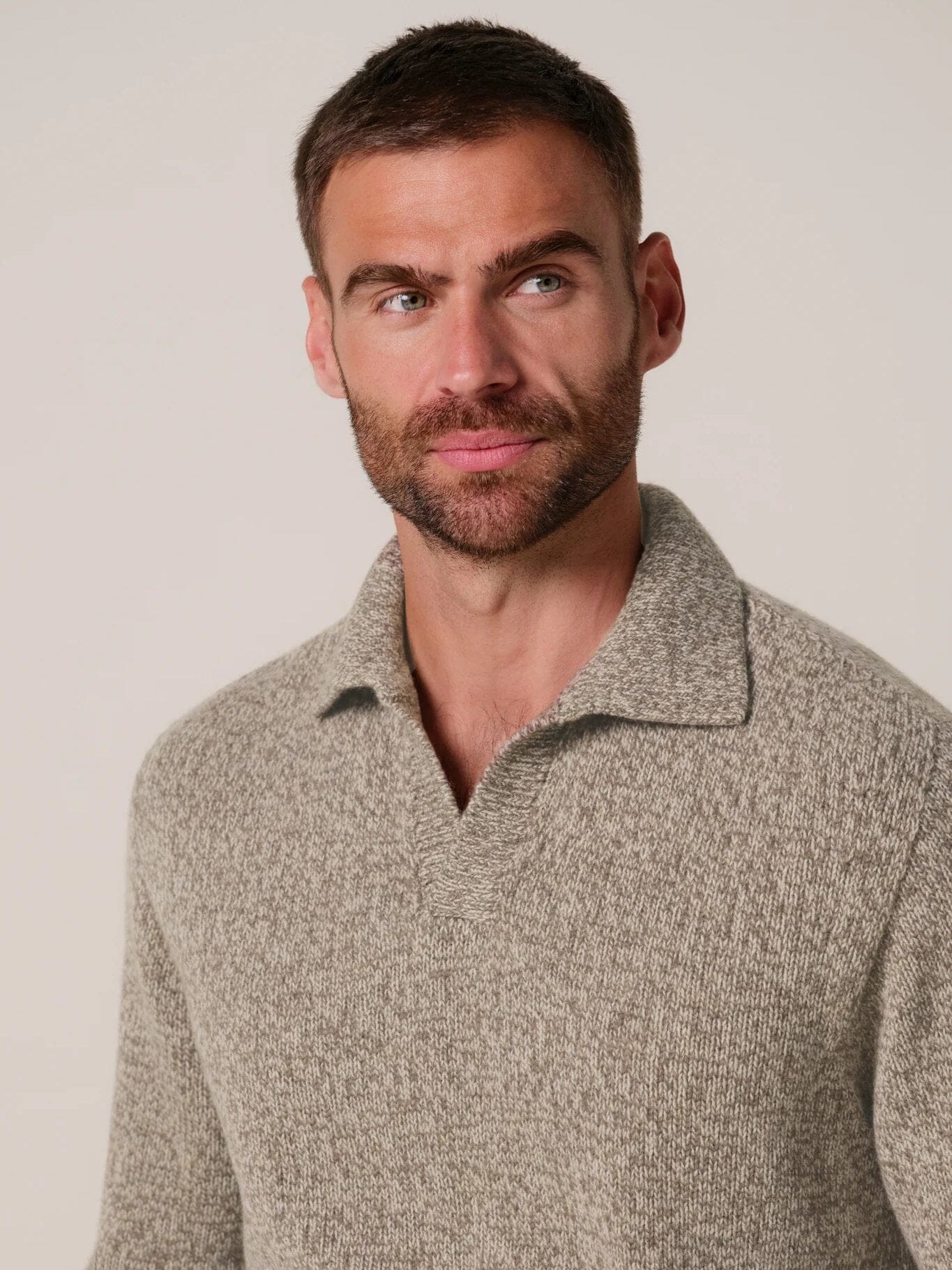 PROFUOMO - Open Collar Polo Beige Truien Profuomo 