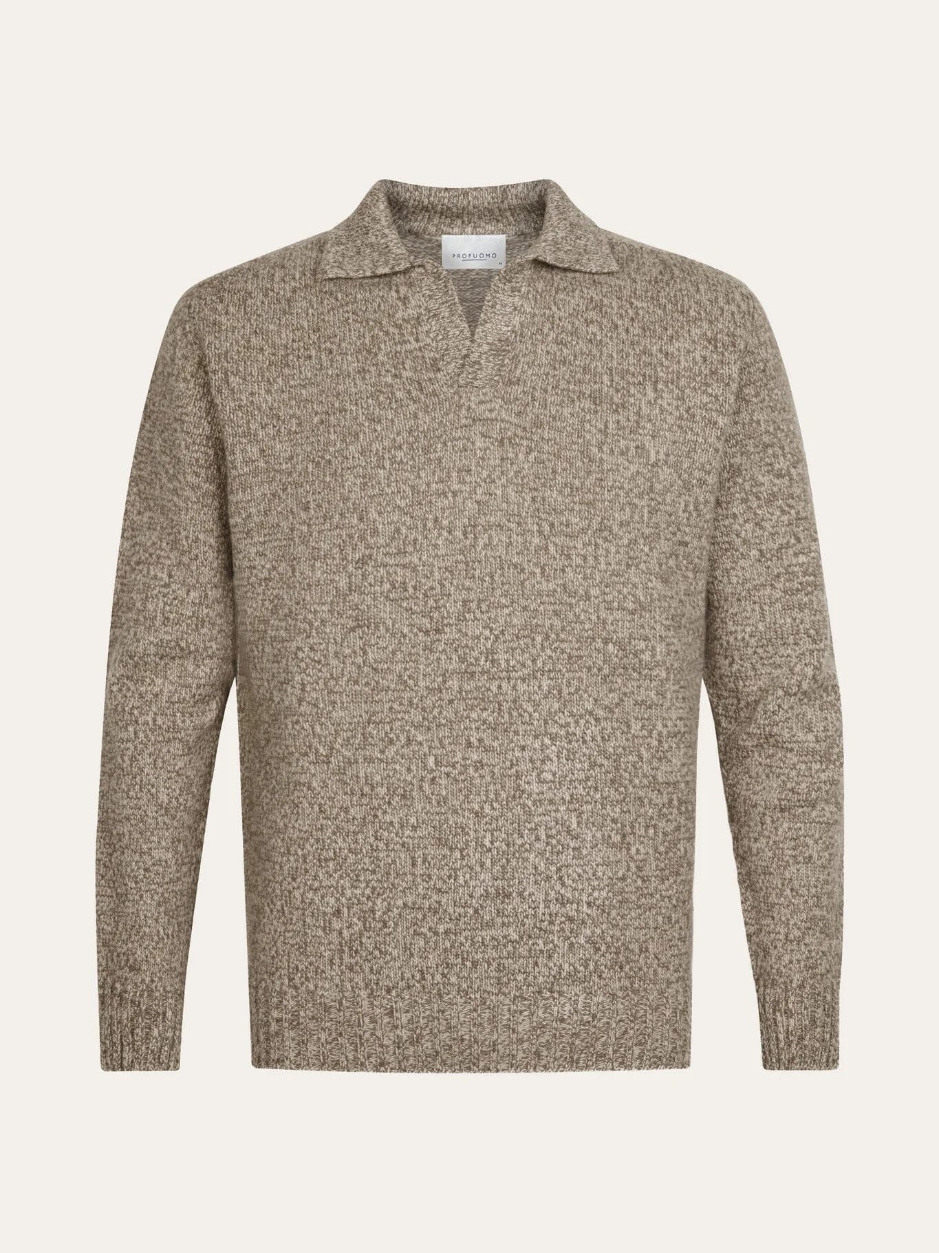 
                  
                    PROFUOMO - Open Collar Polo Beige Truien Profuomo 
                  
                