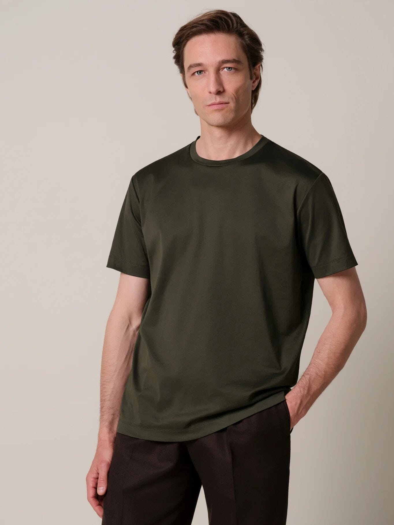 PROFUOMO - Pima Cotton T-Shirt Donkergroen T-shirts Profuomo 