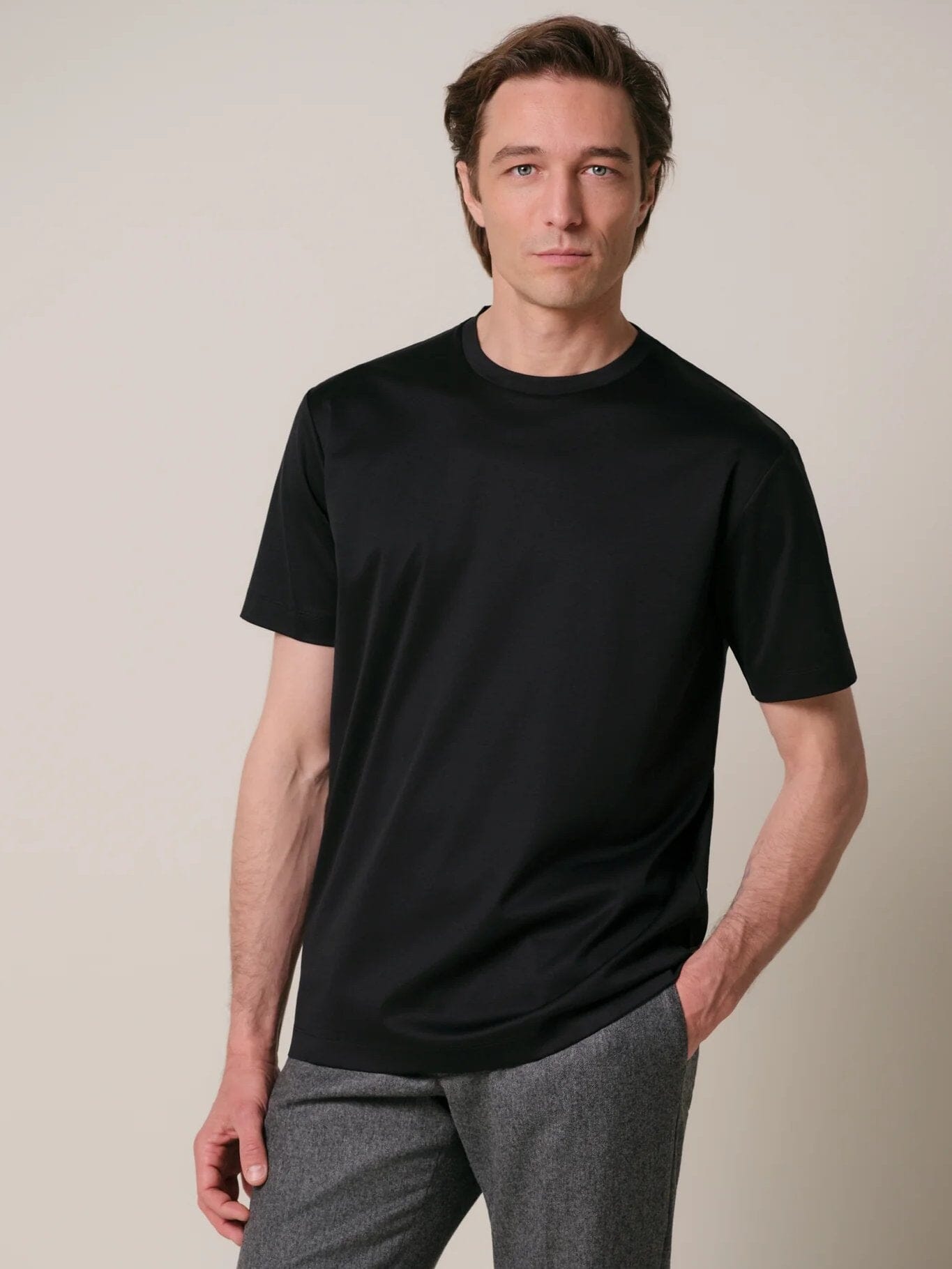 PROFUOMO - Pima Cotton T-Shirt Zwart T-shirts Profuomo 