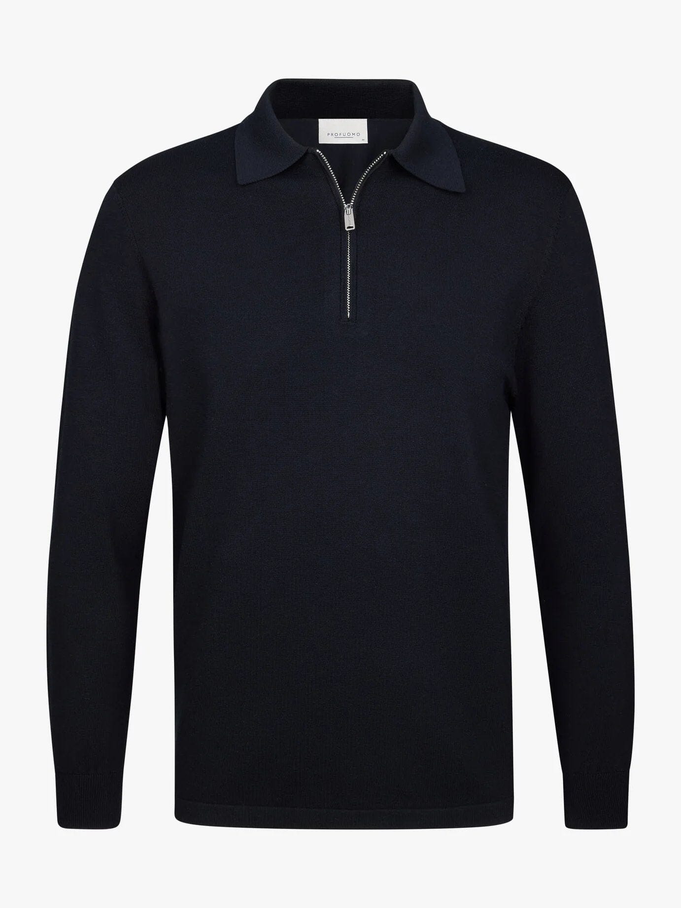 PROFUOMO - Polo Half Zip Longsleeve Donkerblauw Truien Profuomo 