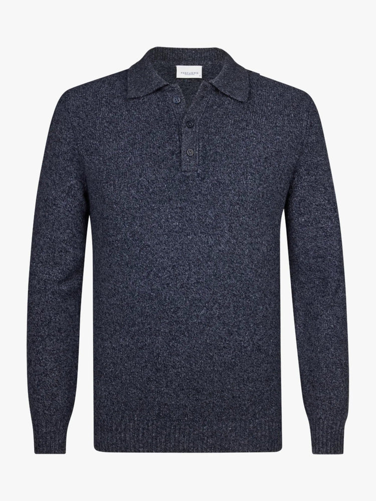 
                  
                    PROFUOMO - Polo Lange Mouw Boiled Wool Blauw Truien Profuomo 
                  
                