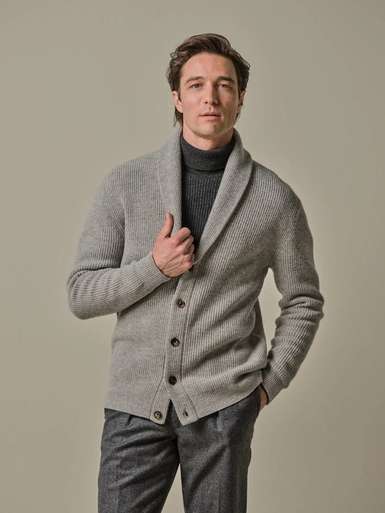 PROFUOMO - Shawl Cardigan Grijs Truien Profuomo 