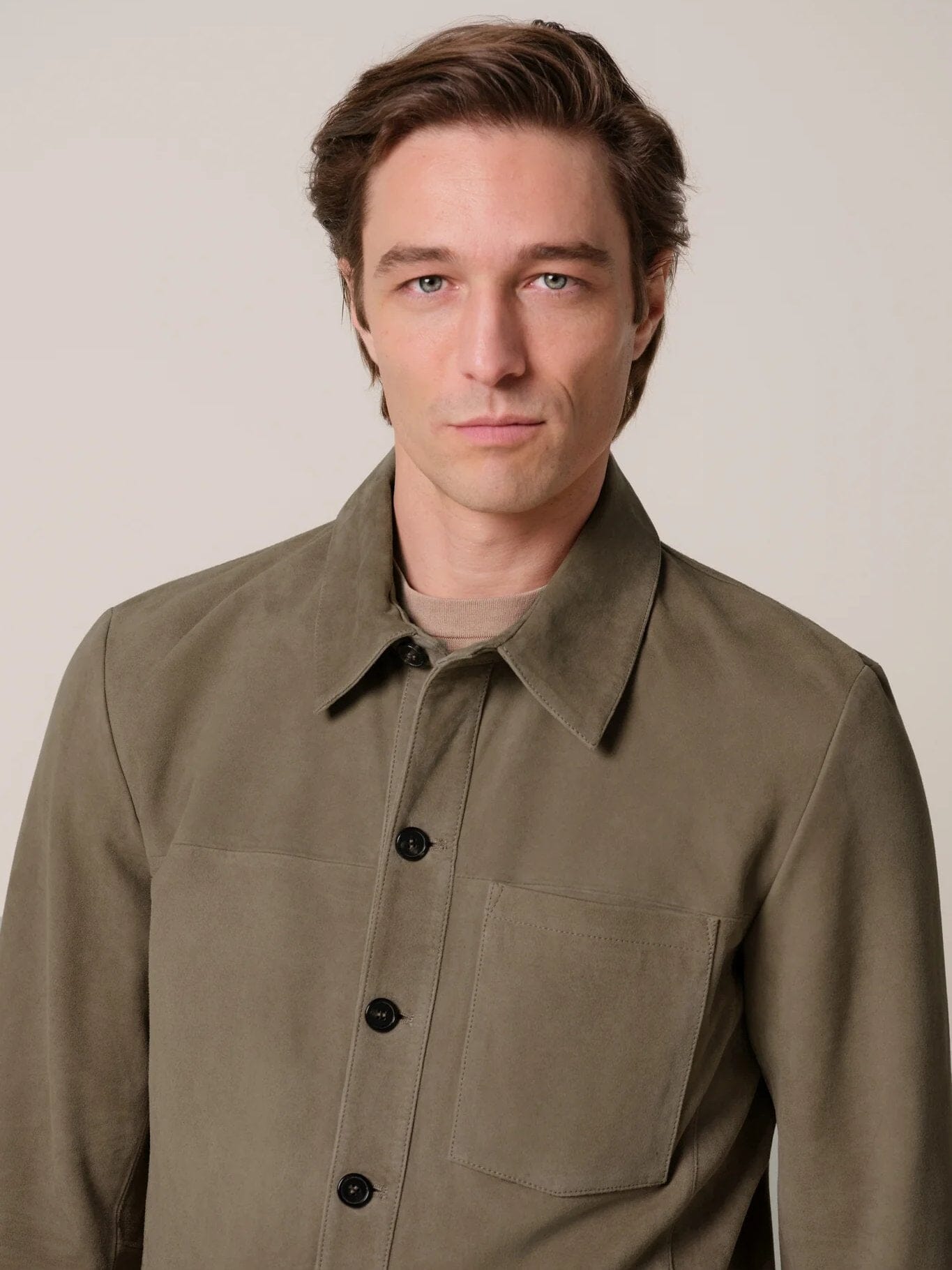 PROFUOMO - Suede Overshirt Taupe Overshirts Profuomo 