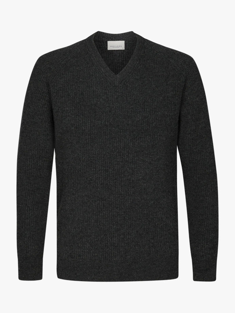 PROFUOMO - Trui Met V-Hals Antraciet Truien Profuomo 