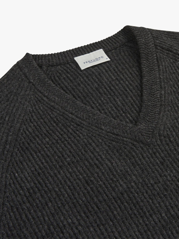 PROFUOMO - Trui Met V-Hals Antraciet Truien Profuomo 