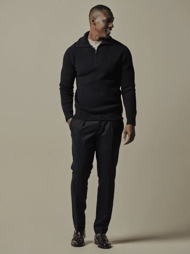 PROFUOMO - Wollen Navy Half Zip Truien Profuomo 