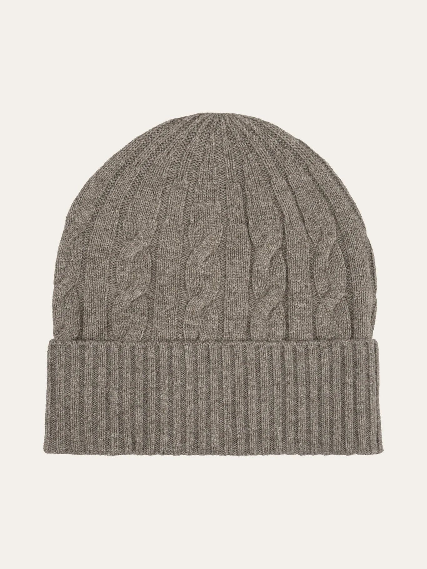 PROFUOMO - Wool Blend Cable Knit Muts Taupe Mutsen Profuomo 