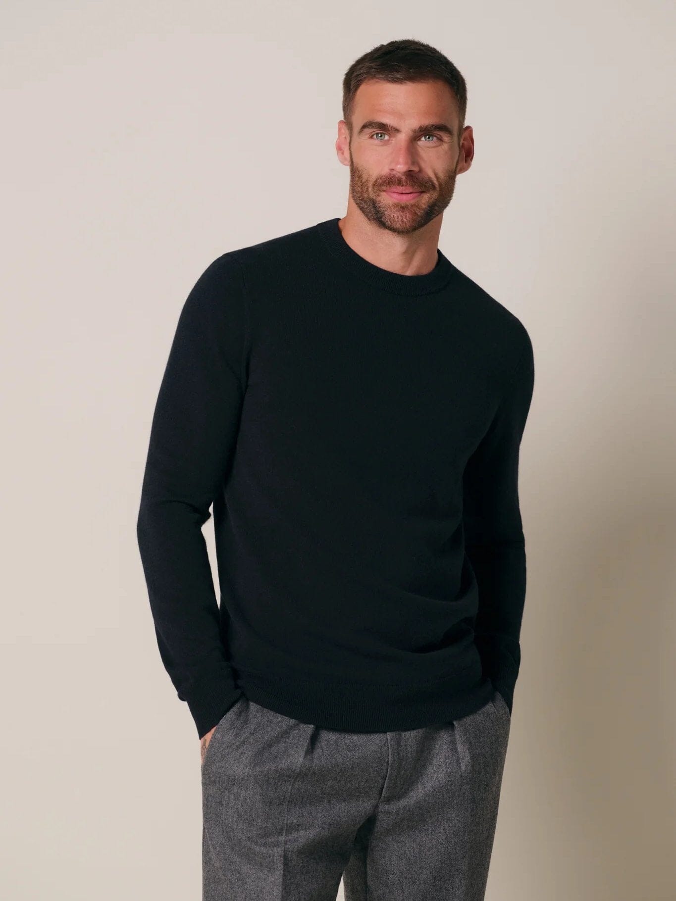 PROFUOMO - Wool Blend Crewneck Donkerblauw Truien Profuomo 