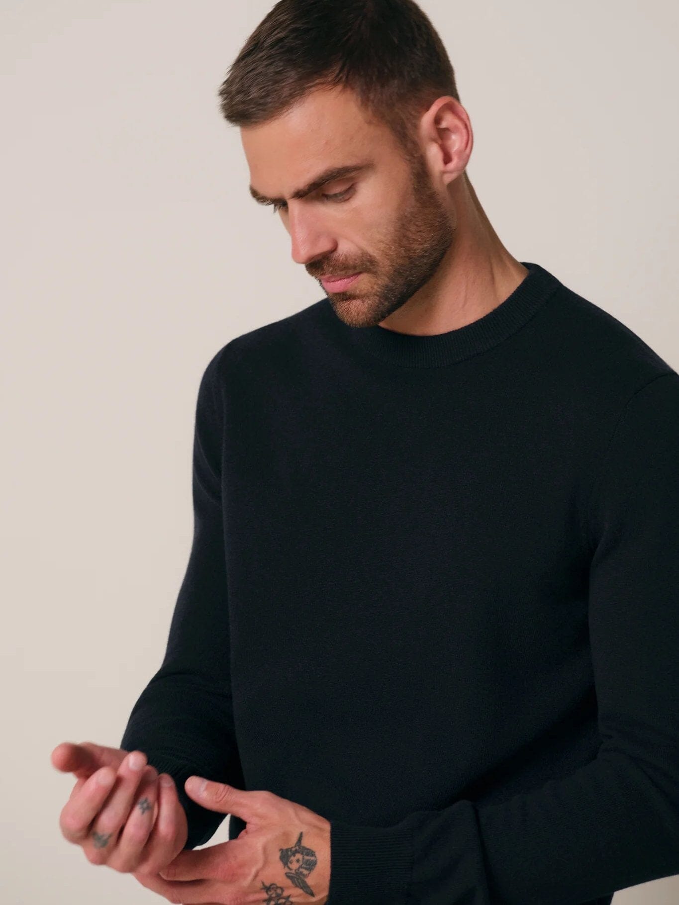 PROFUOMO - Wool Blend Crewneck Donkerblauw Truien Profuomo 