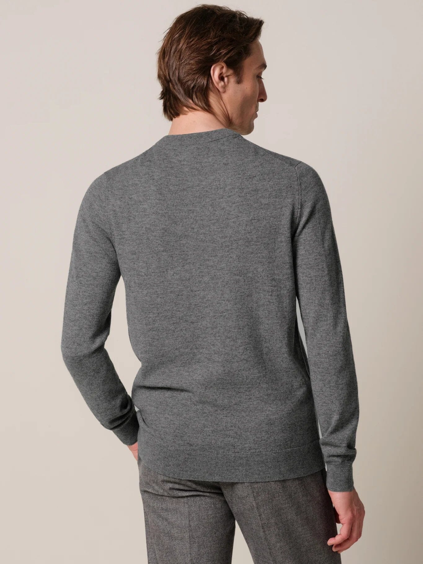 PROFUOMO - Wool Blend Crewneck Grijs Truien Profuomo 