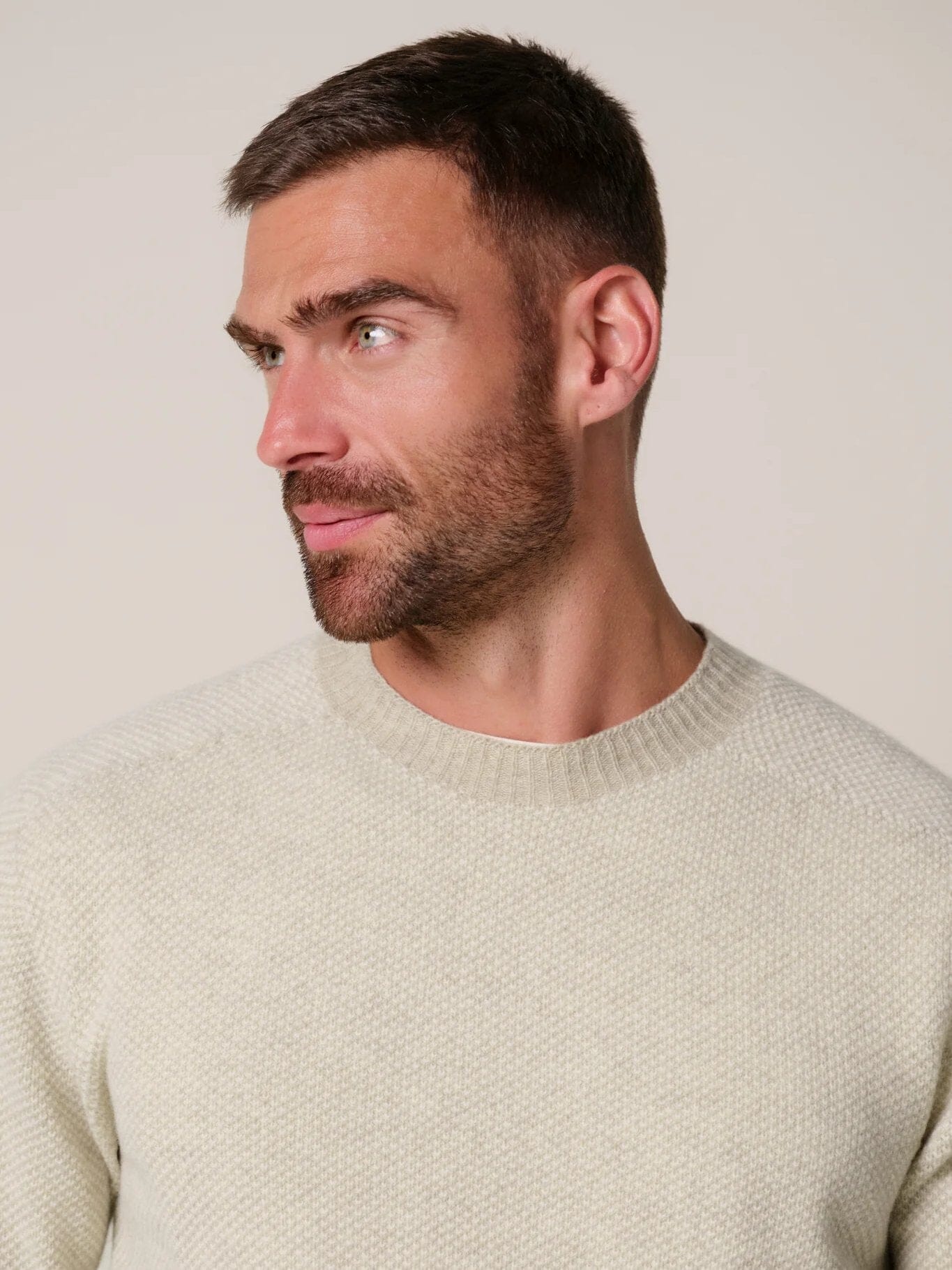 PROFUOMO - Wool Cashmere Crewneck Off White Truien Profuomo 