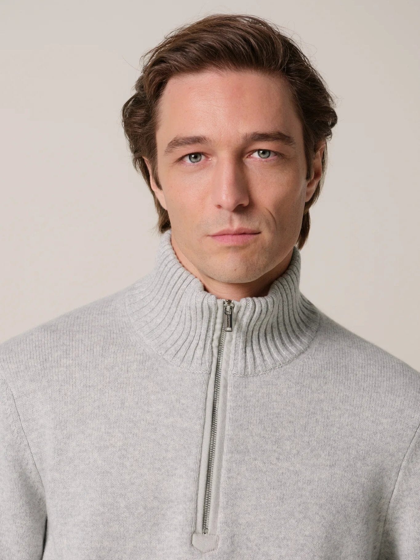 PROFUOMO - Wool Half Zip Longsleeve Lichtgrijs Truien Profuomo 