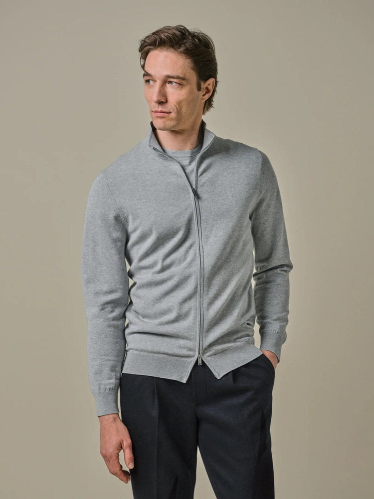 PROFUOMO - Zipper Cardigan Grijs Truien Profuomo 