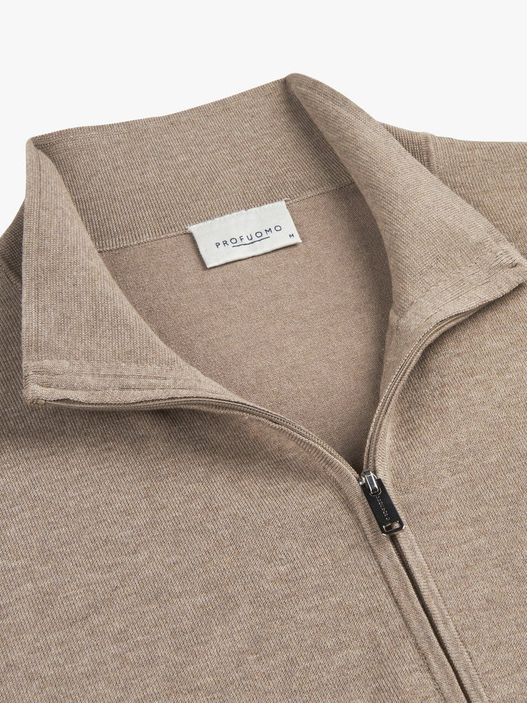 
                  
                    PROFUOMO - Zipper Cardigan Taupe Truien Profuomo 
                  
                