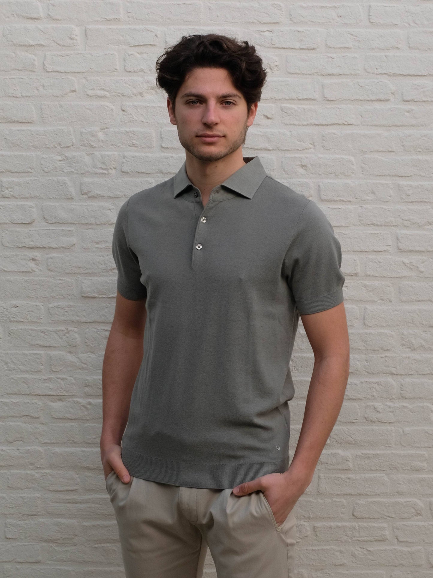 THOMAS MAINE - 3 Button Polo Groen Polo's Thomas Maine 