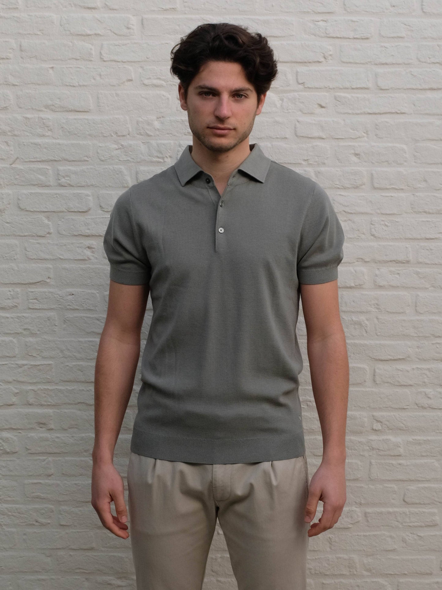 THOMAS MAINE - 3 Button Polo Groen Polo's Thomas Maine 