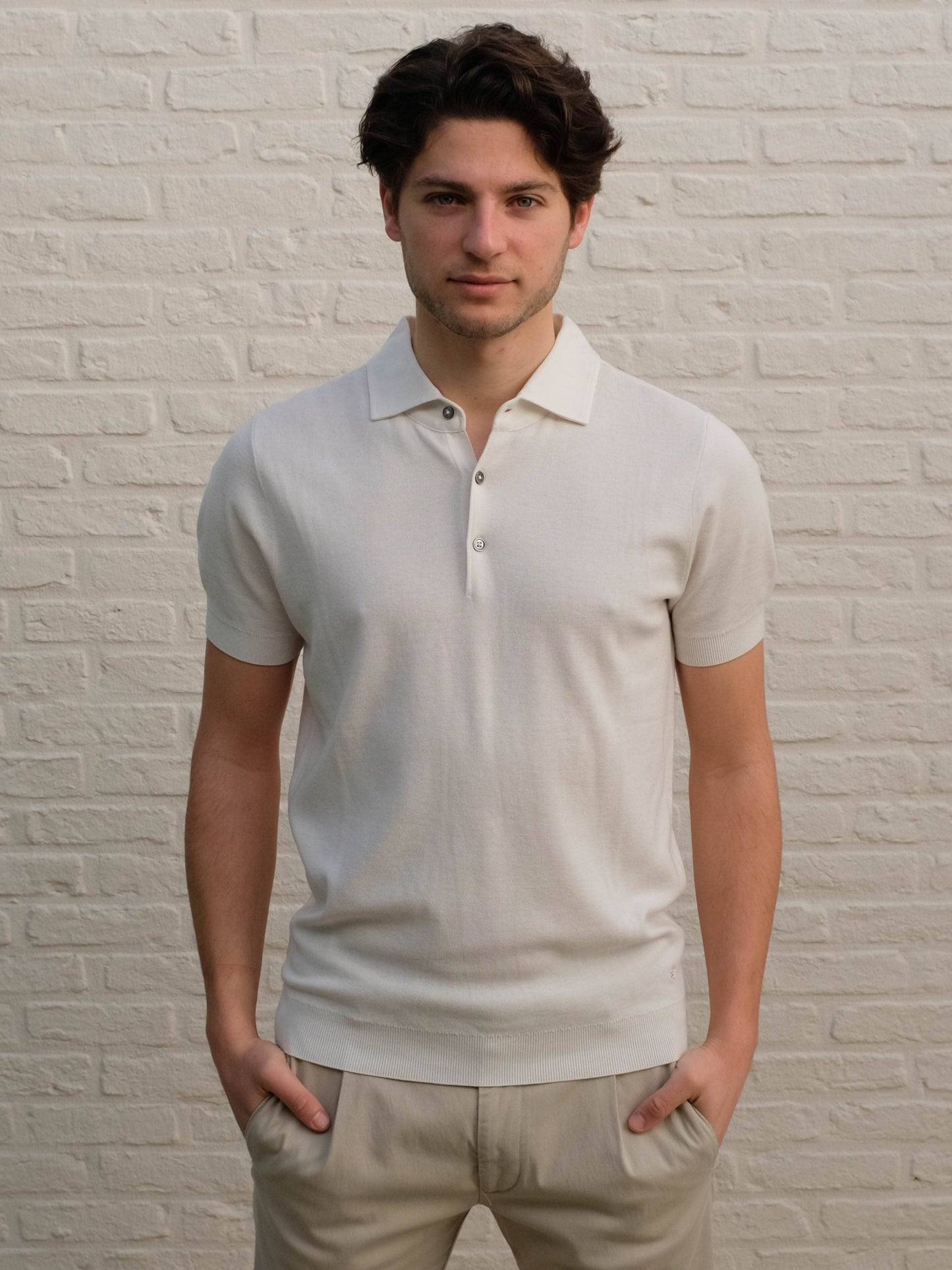 THOMAS MAINE - 3 Button Polo Wit Polo's Thomas Maine 