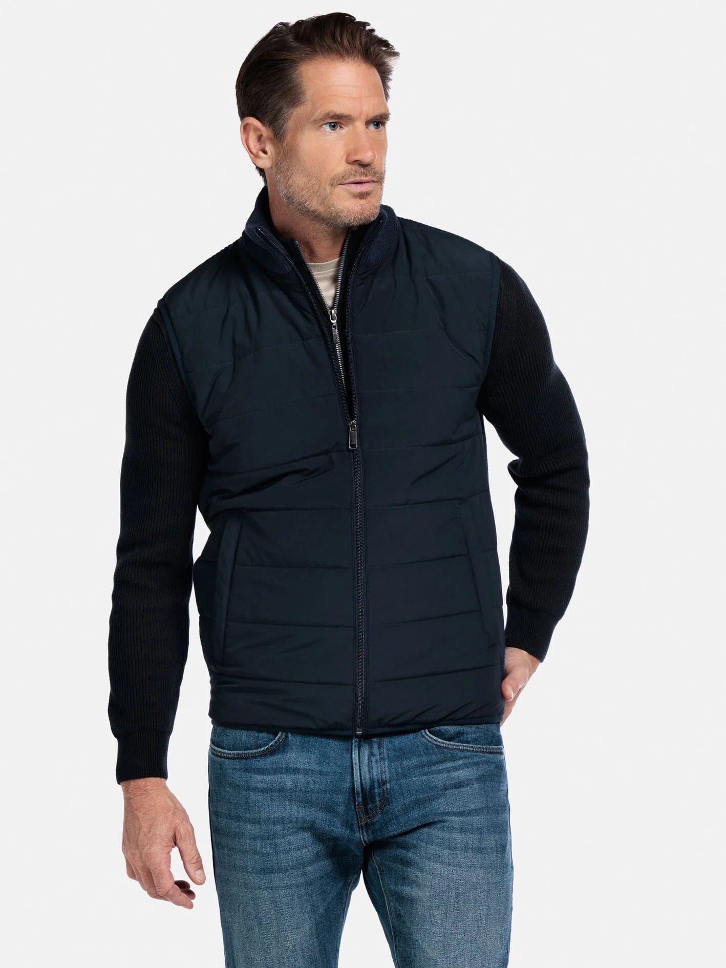 THOMAS MAINE - Bodywarmer Katoen Blauw Truien Thomas Maine 