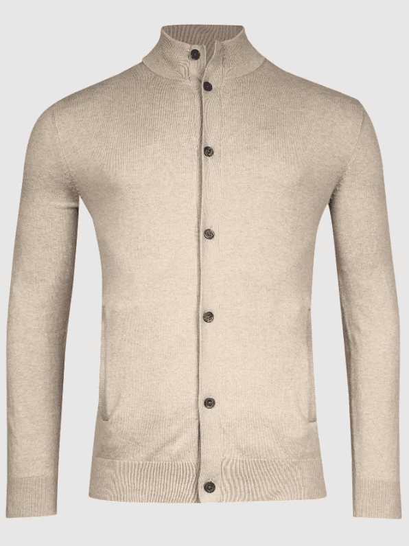 THOMAS MAINE - Cardigan Katoen Beige Truien Thomas Maine 