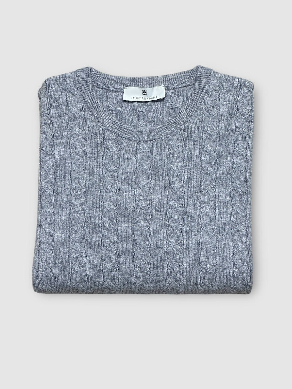 THOMAS MAINE - Cashmere Kabeltrui Grijs Truien Thomas Maine 