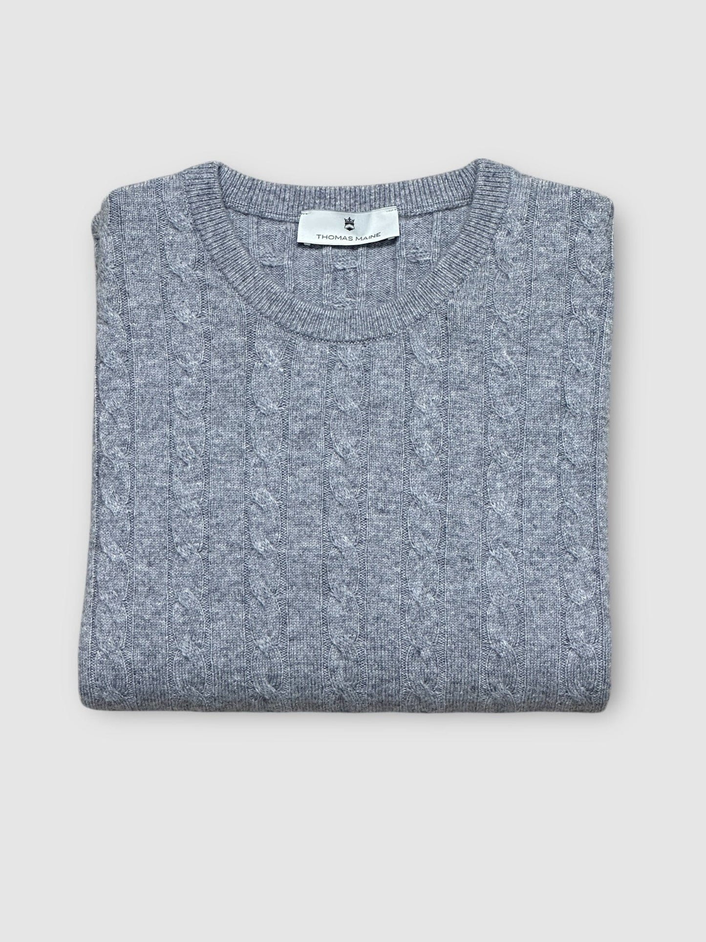 THOMAS MAINE - Cashmere Kabeltrui Grijs Truien Thomas Maine 