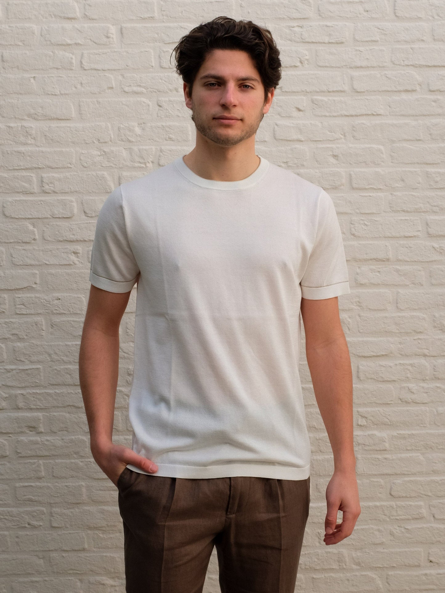 THOMAS MAINE - Egyptian Cotton T-Shirt Off White T-shirts Thomas Maine 