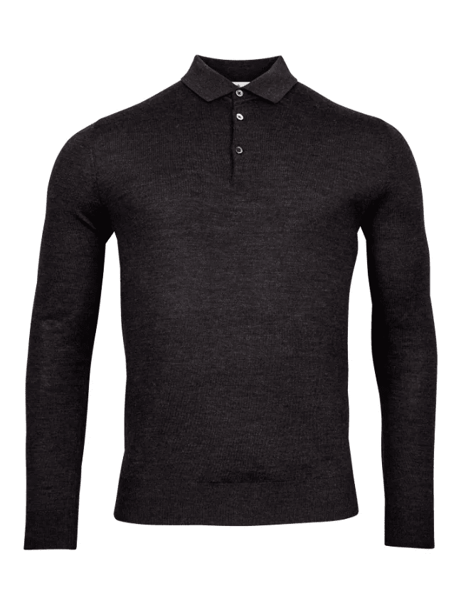 THOMAS MAINE - Merino Polo Antraciet Polo's Thomas Maine 