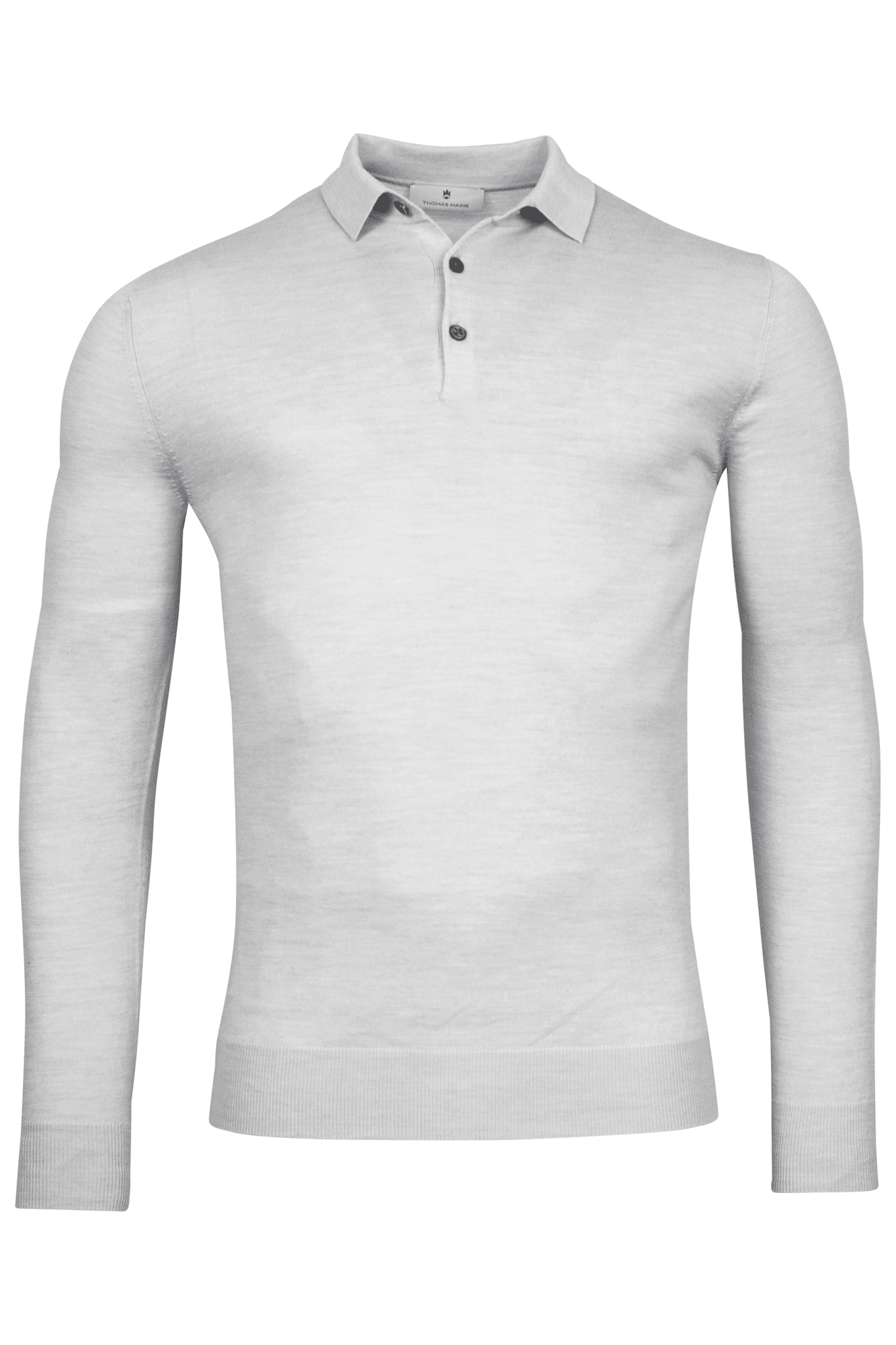 THOMAS MAINE - Merino Polo Lichtgrijs Polo's Thomas Maine 