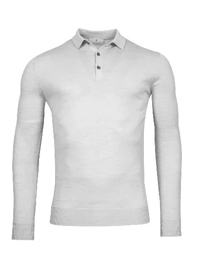 THOMAS MAINE - Merino Polo Lichtgrijs Polo's Thomas Maine 