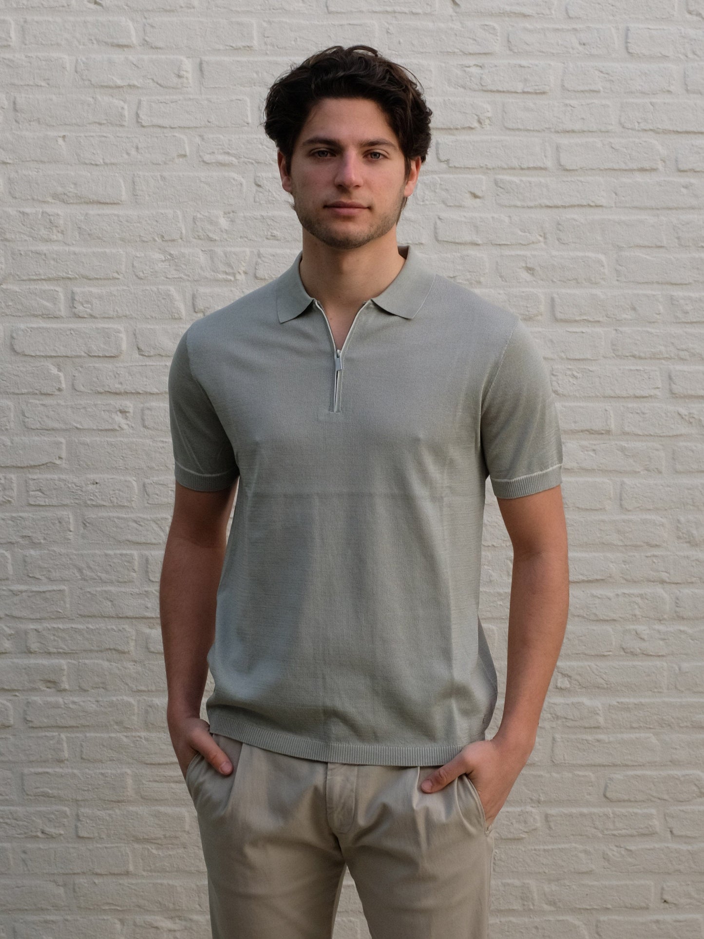 
                  
                    THOMAS MAINE - Polo Half Zip Lichtgroen Polo's Thomas Maine 
                  
                