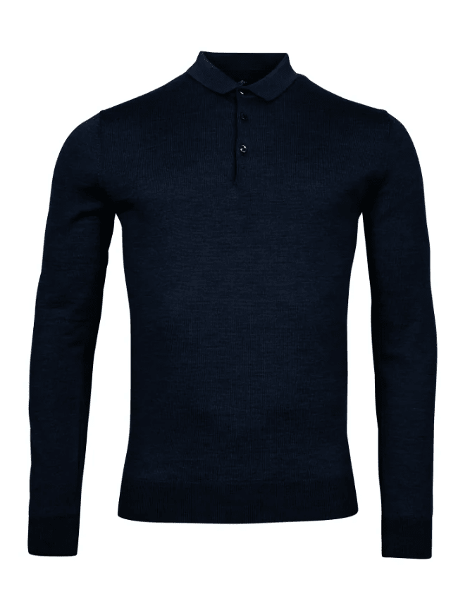THOMAS MAINE - Polo Long Sleeve Navy Truien Thomas Maine 