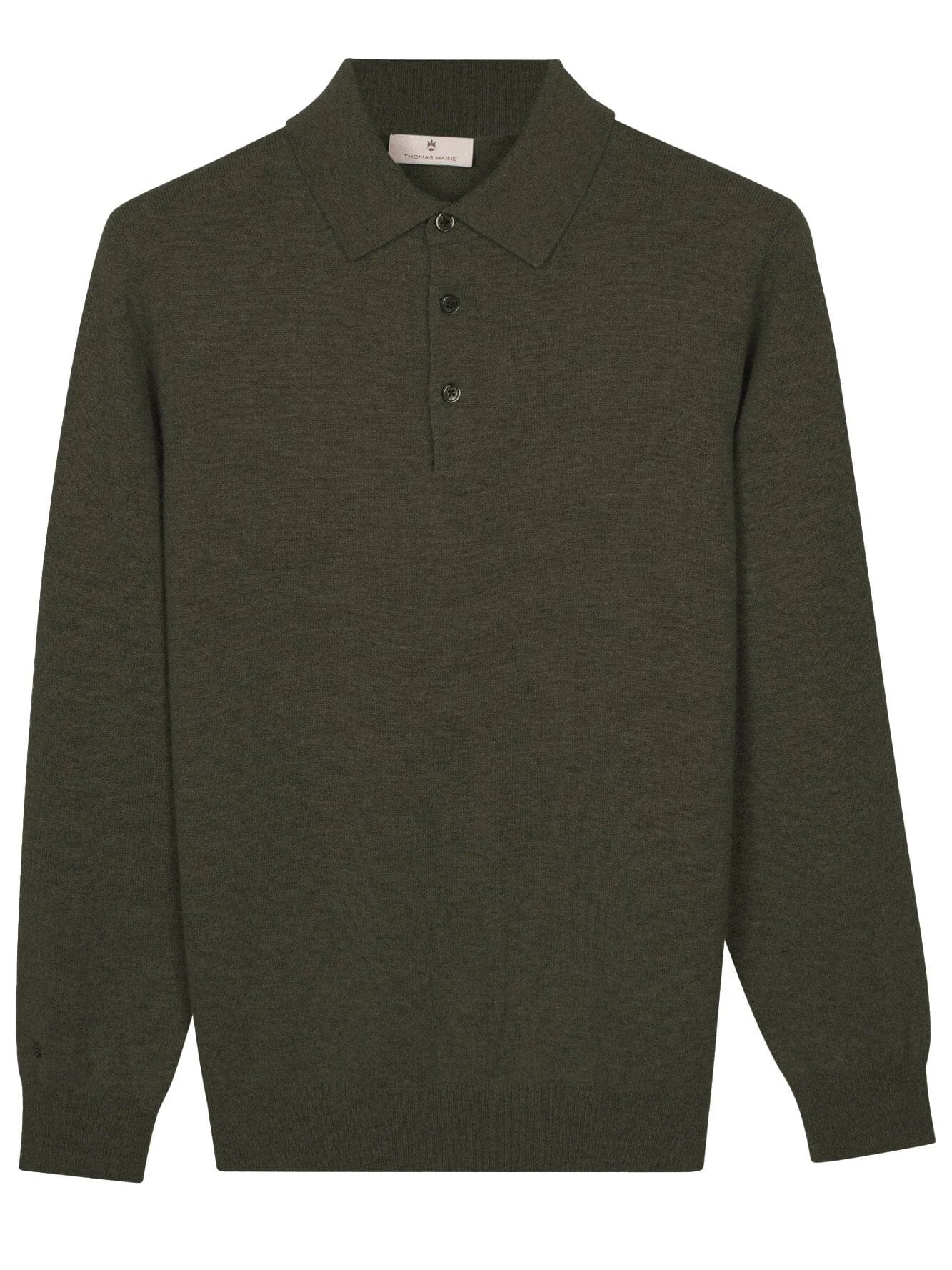 THOMAS MAINE - Polo Merino Cashmere Mid Green Truien Thomas Maine 