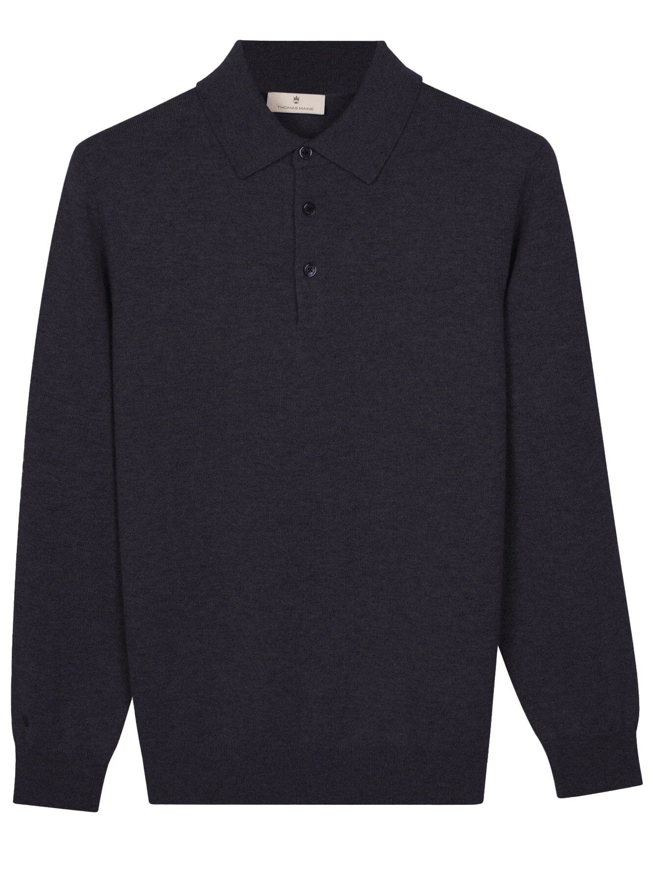 THOMAS MAINE - Polo Merino Cashmere Navy Truien Thomas Maine 
