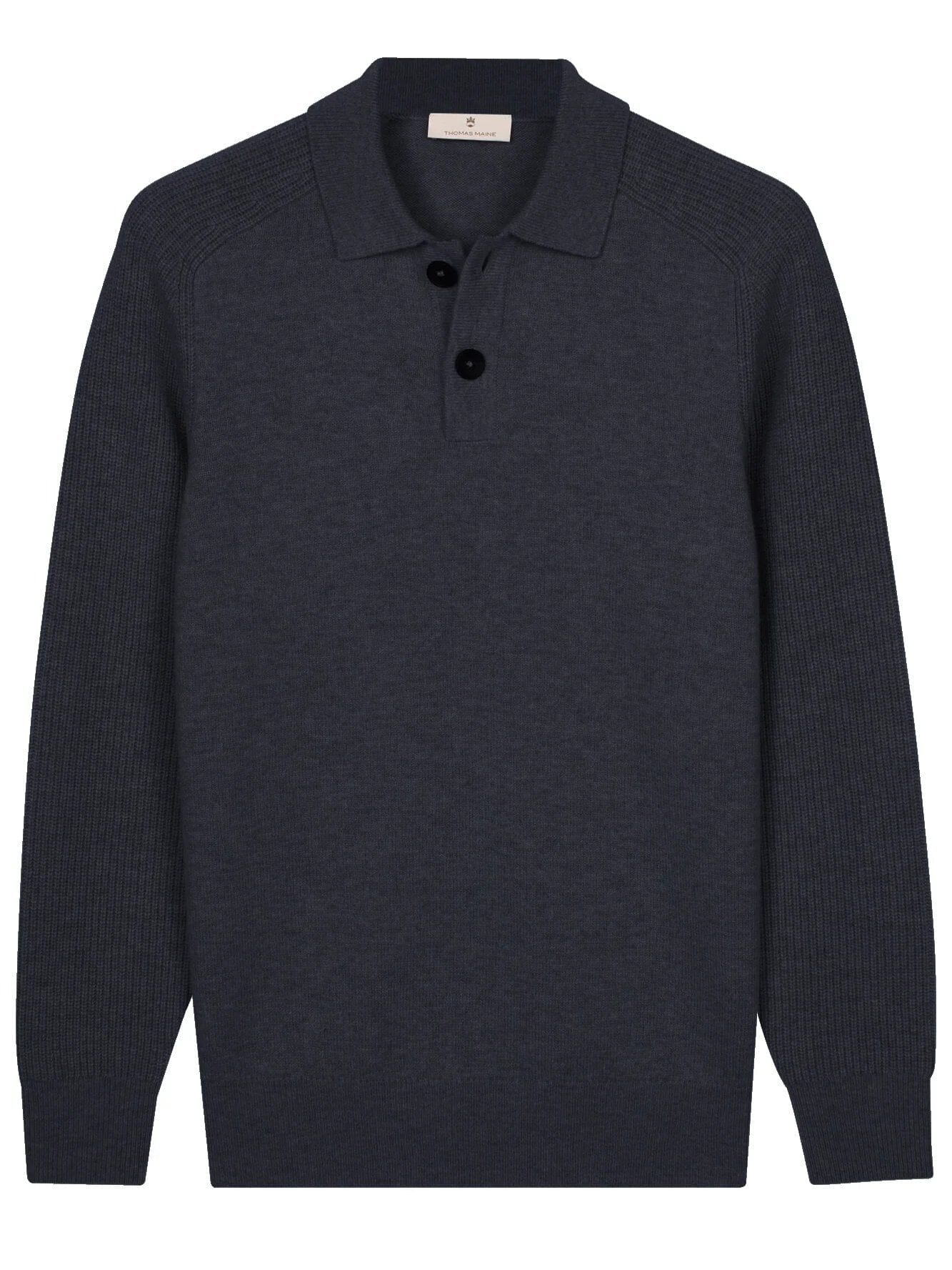 THOMAS MAINE - Polo Sport Lambswool Navy Truien Thomas Maine 