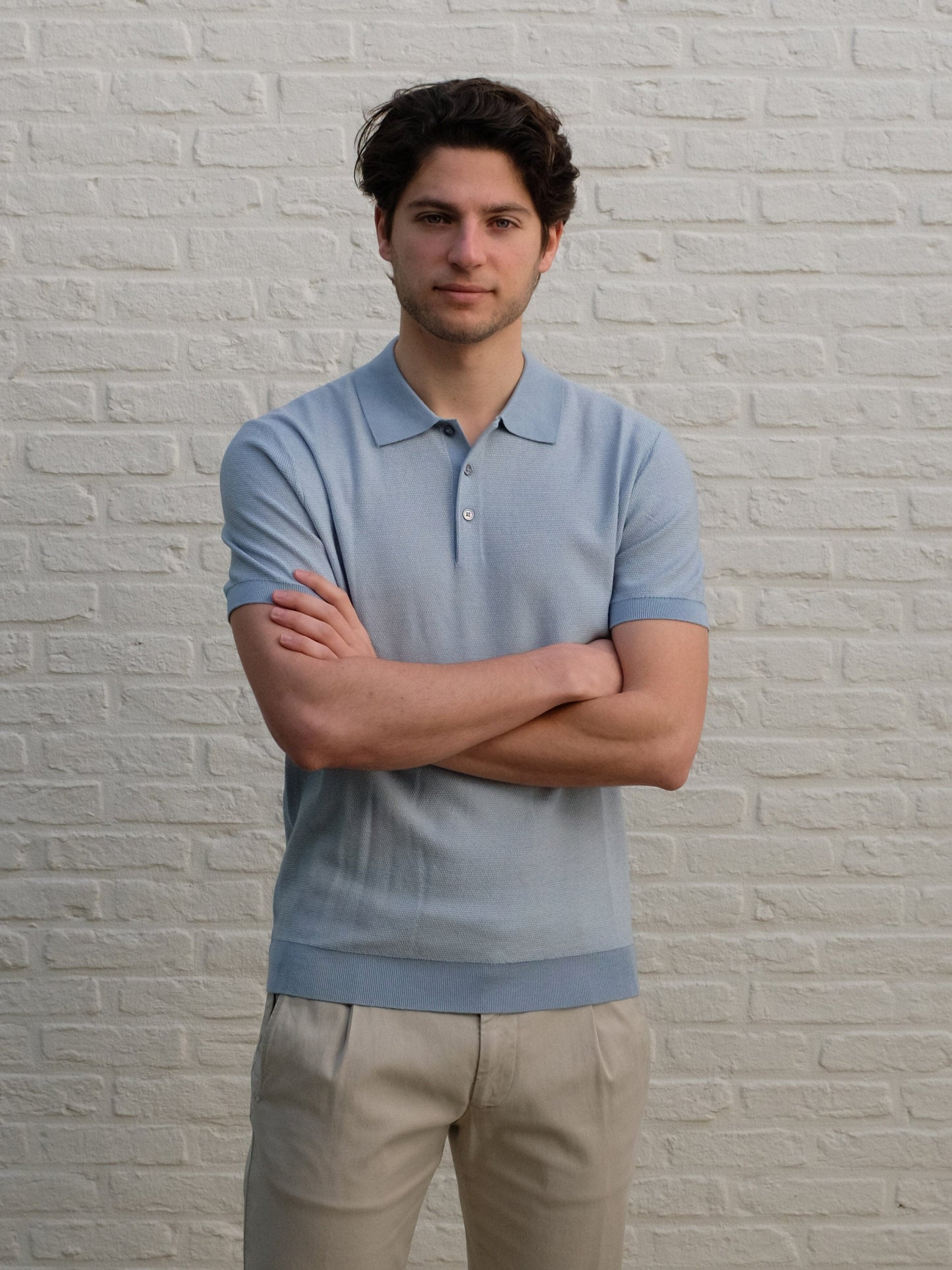 THOMAS MAINE - Structure Polo Lichtblauw Polo's Thomas Maine 